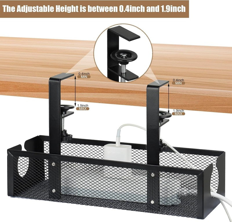 Under Desk Cable Tray No Drill Wire Organizer Clamp Mount Metal Management Rack Unbranded