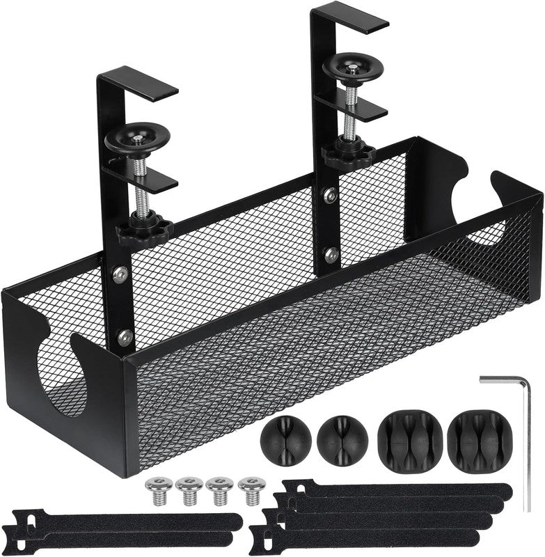 Under Desk Cable Tray No Drill Wire Organizer Clamp Mount Metal Management Rack Unbranded