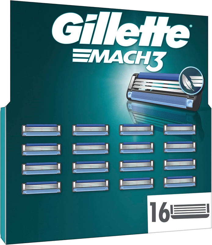 Gillette Mach3 Razor 16 Blade Refills Men Lubrication Strip Smooth Glide Set Kit Gillette
