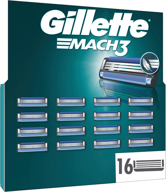 Gillette Mach3 Razor 16 Blade Refills Men Lubrication Strip Smooth Glide Set Kit Gillette