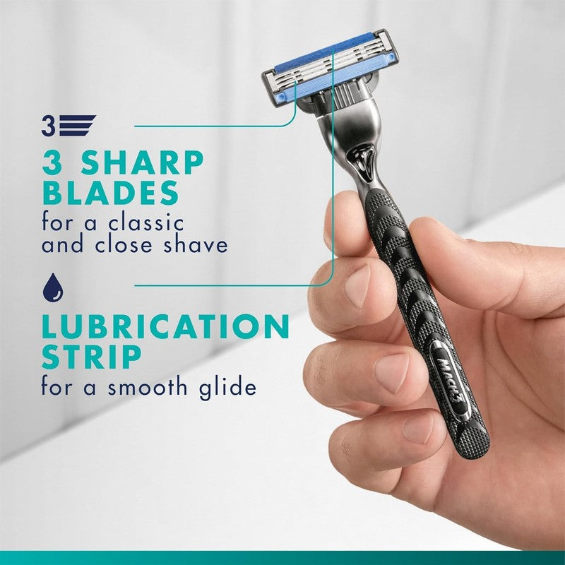 Gillette Mach3 Razor 16 Blade Refills Men Lubrication Strip Smooth Glide Set Kit Gillette
