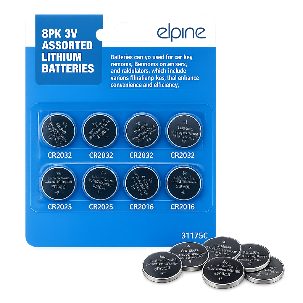 Alpine Lithium Batteries 8 Pack CR2032 CR2025 CR2016 3V Coin Cell Assorted Set Alpine