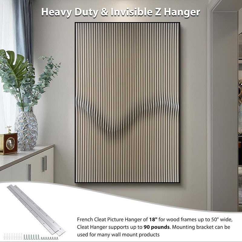 French Cleat Picture Hanger 450mm Aluminum Z Bar Wall Mount Bracket Kit 1xPair Unbranded
