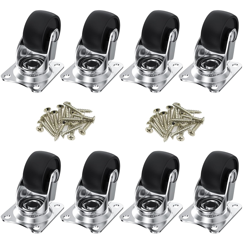 Black Swivel Castor Wheels Furniture Casters Universal 30Mm Heavy Duty 8 Pcs Unbranded