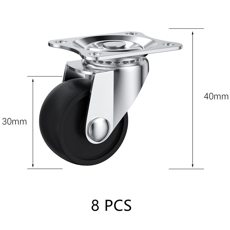 Black Swivel Castor Wheels Furniture Casters Universal 30Mm Heavy Duty 8 Pcs Unbranded