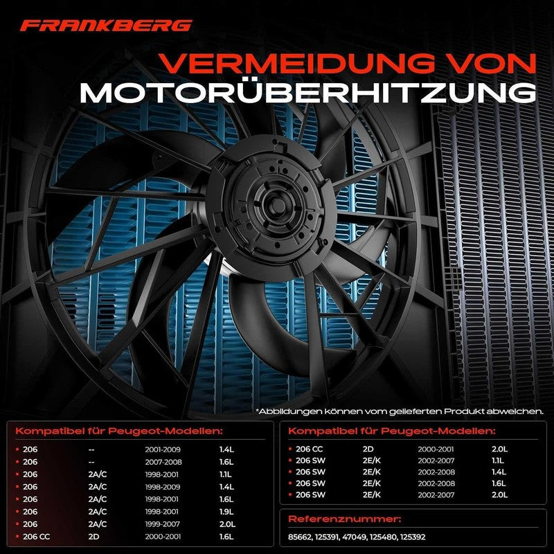 Radiator Fan Cooling Motor fit Peugeot 206 CC SW Engine Thermal Replacement Unbranded