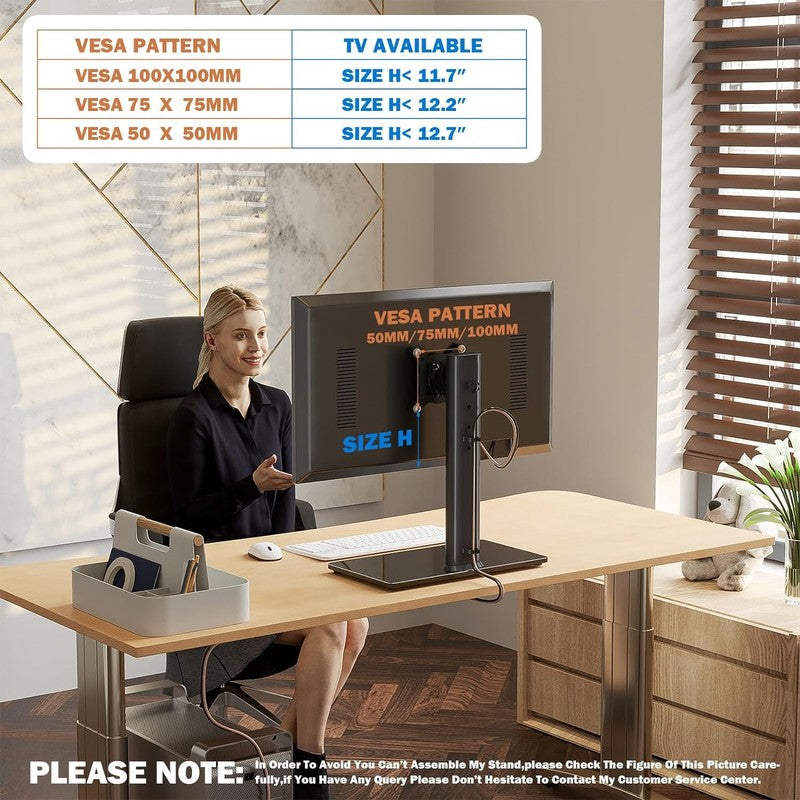 Single Monitor Stand Free Standing Fit 13-32 Inch Adjustable Swivel Moun Unbranded
