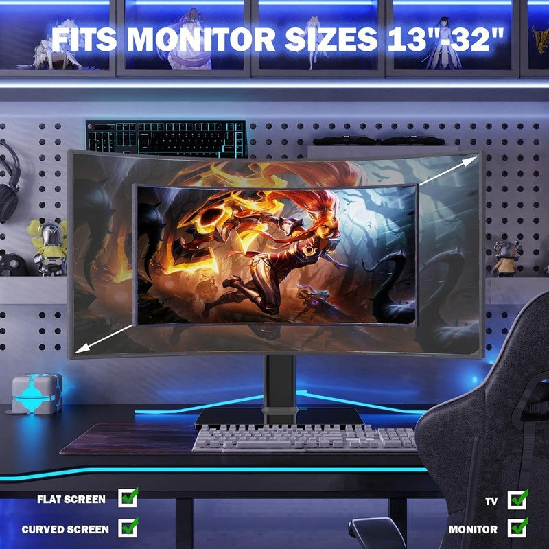 Single Monitor Stand Free Standing Fit 13-32 Inch Adjustable Swivel Moun Unbranded