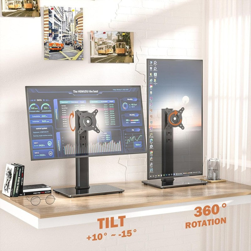Single Monitor Stand Free Standing Fit 13-32 Inch Adjustable Swivel Moun Unbranded