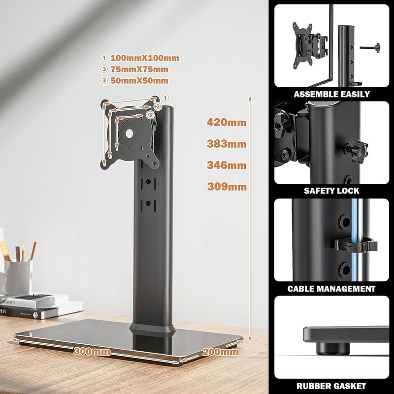 Single Monitor Stand Free Standing Fit 13-32 Inch Adjustable Swivel Moun Unbranded