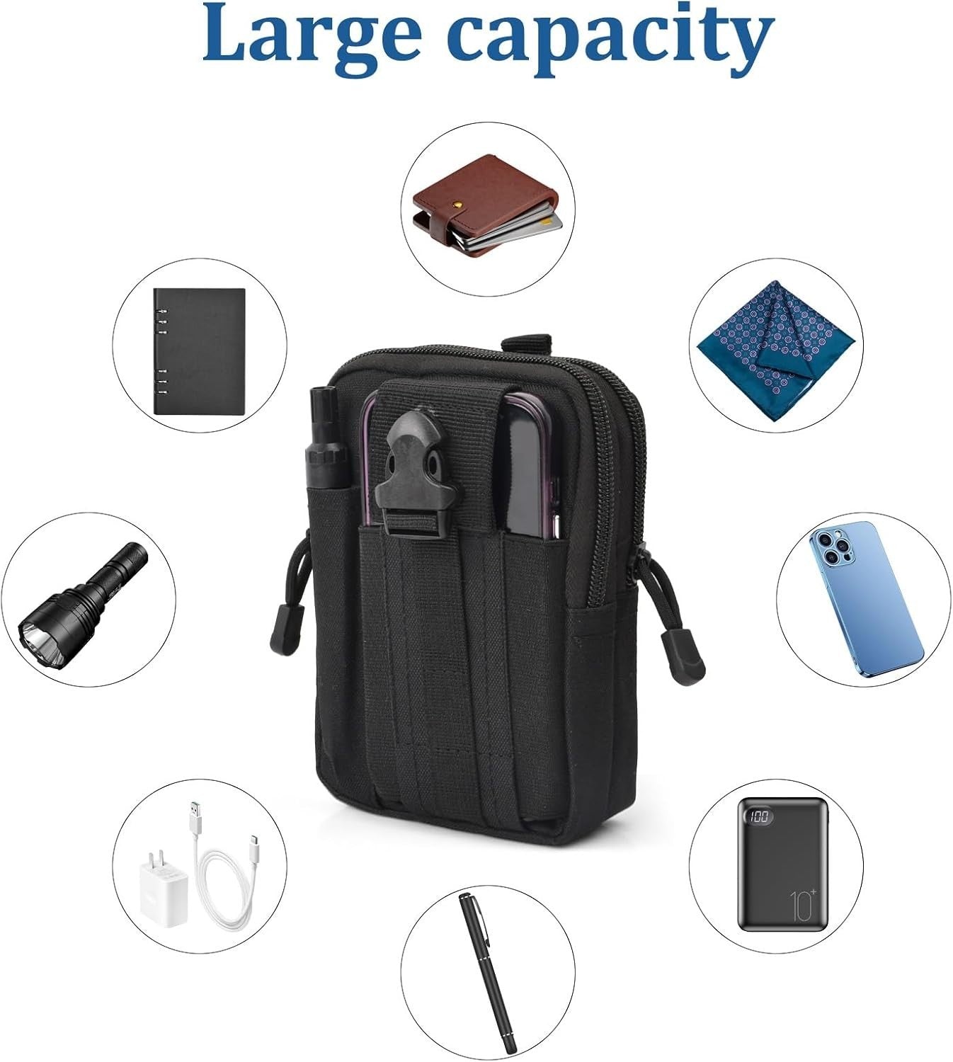 Mobile Phone Pocket Outdoor Phone Case Belt Pouch Carabiner Survival Case Bag Unbranded