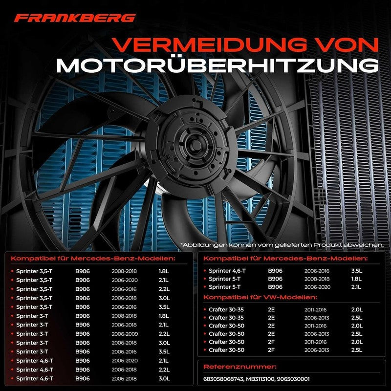 Radiator Cooling Fan fit Mercedes-Benz Sprinter 3 5-t 4 6-T B906 9065030001 Unbranded