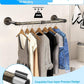 Clothes Rail Wall Mounted Rack Industrial Pipe Copper Heavy Duty Garment Hanger Unbranded