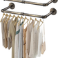 Clothes Rail Wall Mounted Rack Industrial Pipe Copper Heavy Duty Garment Hanger Unbranded