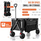 Overmont Heavy Duty Folding Camping Trolley Wagon 150Kg Beach Garden Cart Black Does not apply