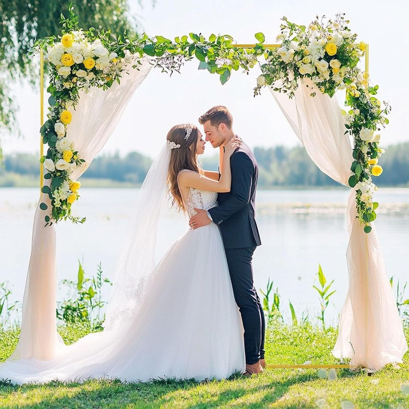 Square Balloon Arch Stand Gold Metal Wedding Backdrop Frame 6.6Ft Party Ceremony Unbranded
