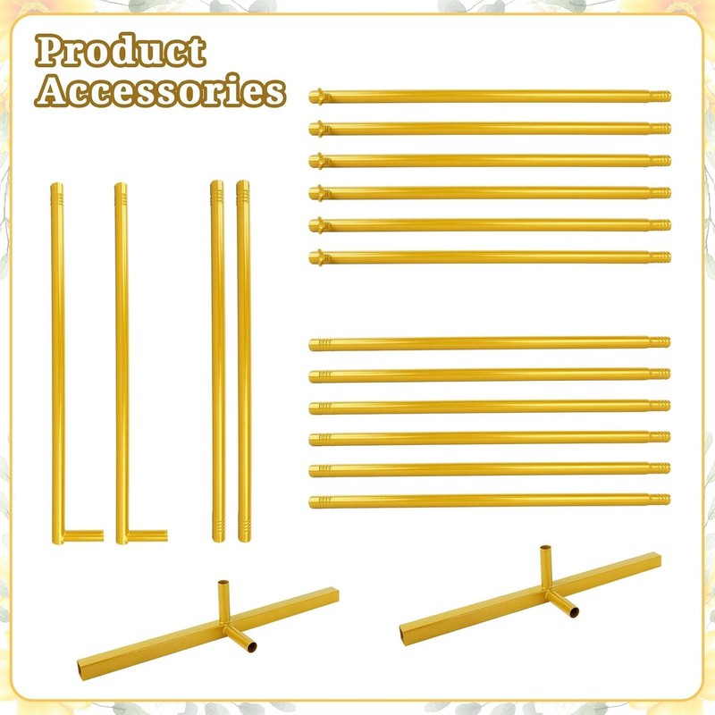 Square Balloon Arch Stand Gold Metal Wedding Backdrop Frame 6.6Ft Party Ceremony Unbranded