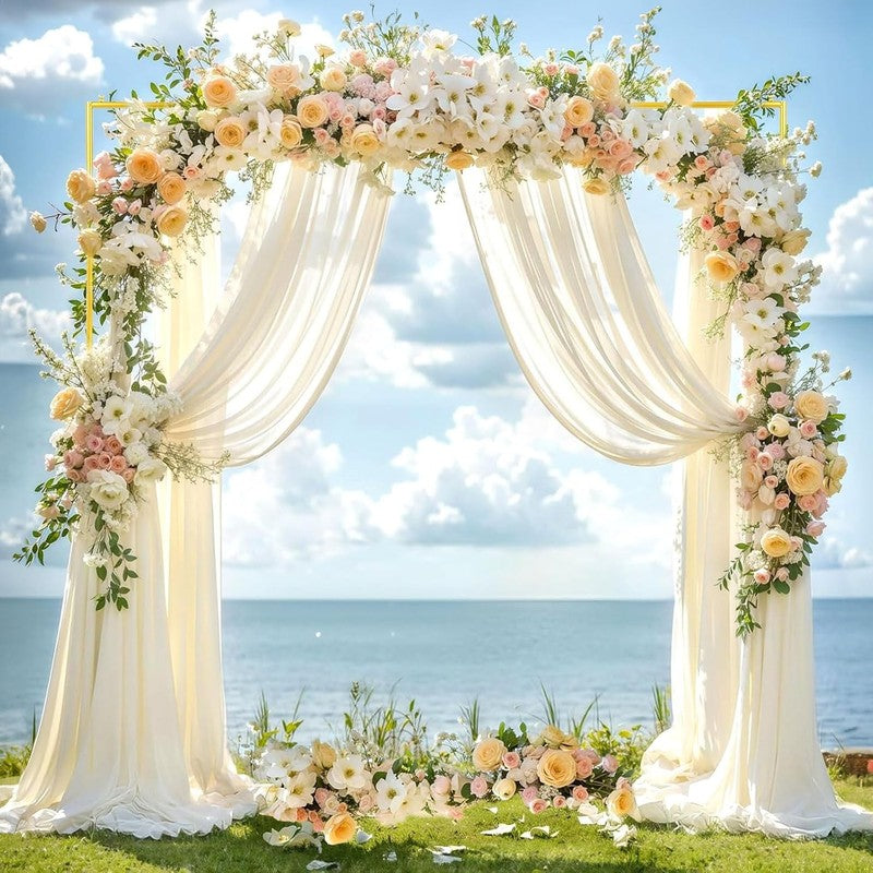 Square Balloon Arch Stand Gold Metal Wedding Backdrop Frame 6.6Ft Party Ceremony Unbranded