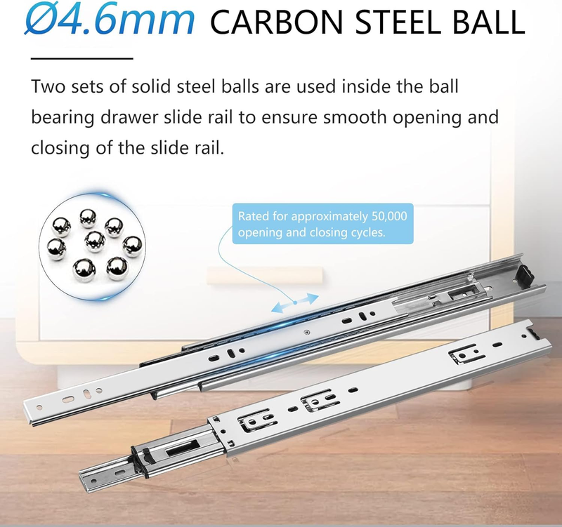 Drawer Runners Slides 250mm Heavy Duty 45kg Full Extension Ball Bearing Unbranded