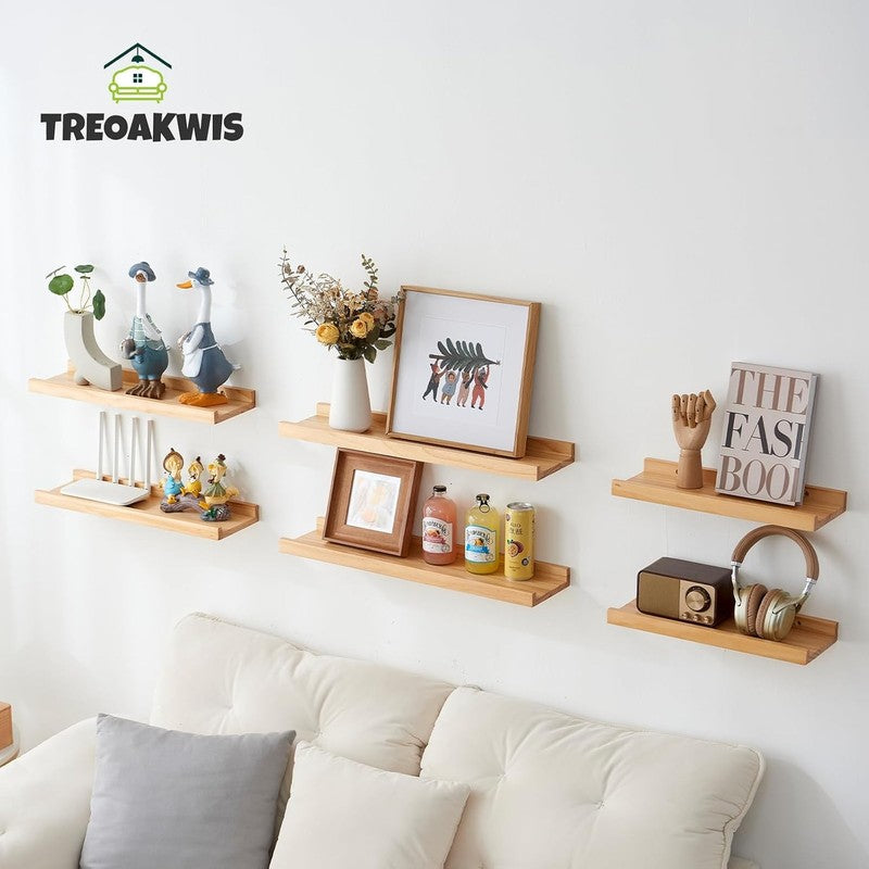 Solid Wood Floating Wall Shelf Picture Ledge Natural Display Storage 60Cm 2Pack Does not apply