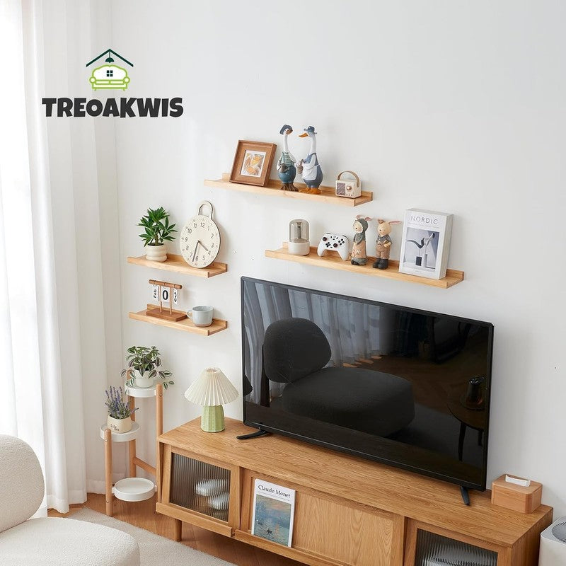 Solid Wood Floating Wall Shelf Picture Ledge Natural Display Storage 60Cm 2Pack Does not apply
