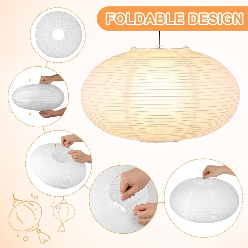 Paper Pendant Lampshade Foldable Ceiling Light Shade Japanese Style White 41Cm Unbranded