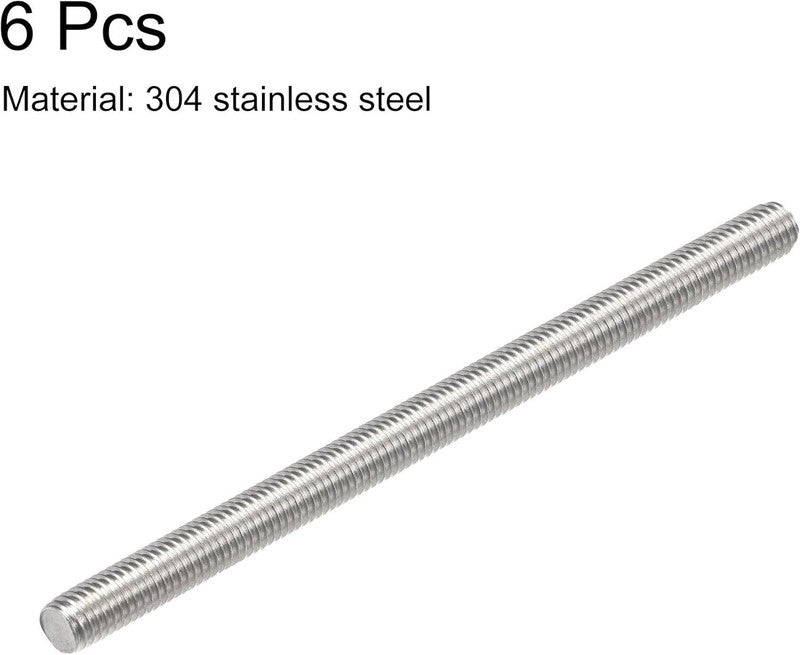 M8 Threaded Rod Stainless Steel Fully Threaded Bar Right Hand 130Mm 6 Pack Bolt uxcell