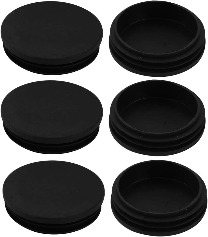 Round Tube Insert Chair Leg Caps Plastic Floor Protectors Black 70Mm 6 Piece Set Does not apply