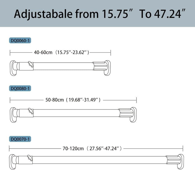 Expandable Shower Curtain Rail Tension Rod Clothes Hanging Pole No Drill Does not apply