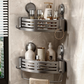 Corner Shower Caddy Suction Shelf Bathroom Organiser Rack No Drill Grey 2 Pack Unbranded
