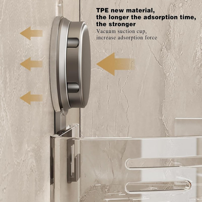 Corner Shower Caddy Suction Shelf Bathroom Organiser Rack No Drill Grey 2 Pack Unbranded