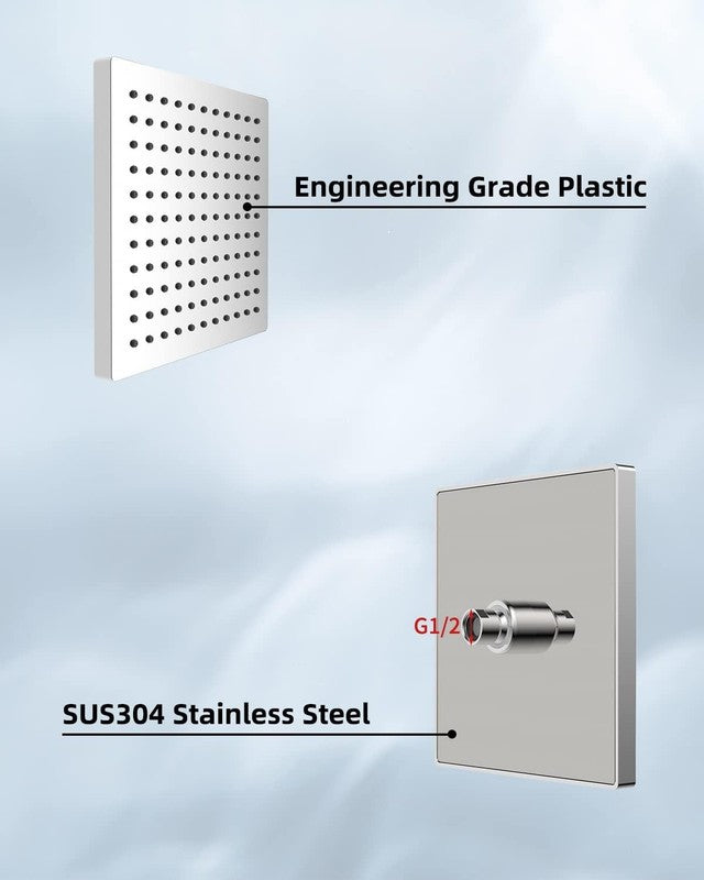 Rain Shower Head Square High Pressure Stainless Steel Chrome 8Inch Bathroom Head Does not apply
