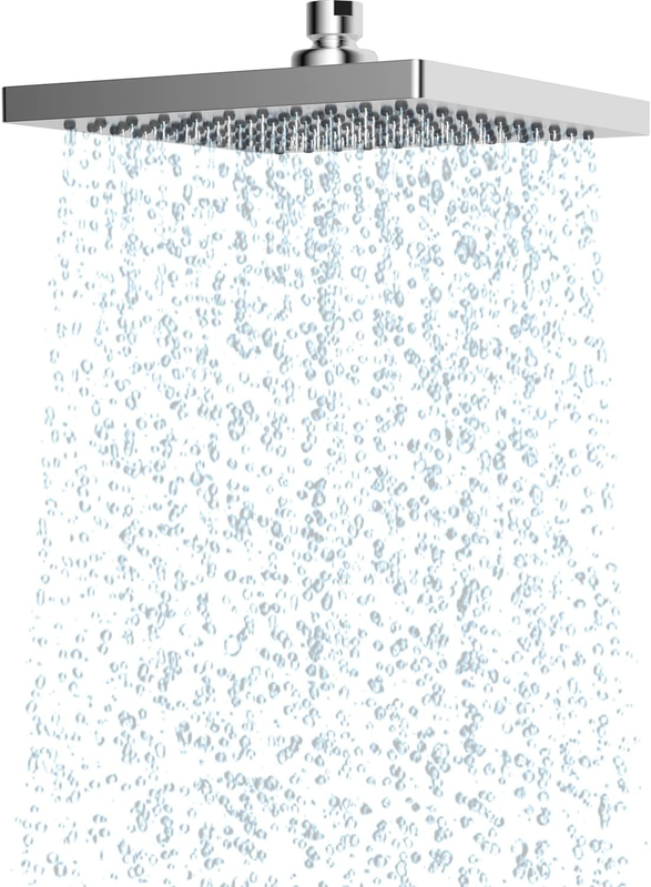 Rain Shower Head Square High Pressure Stainless Steel Chrome 8Inch Bathroom Head Does not apply