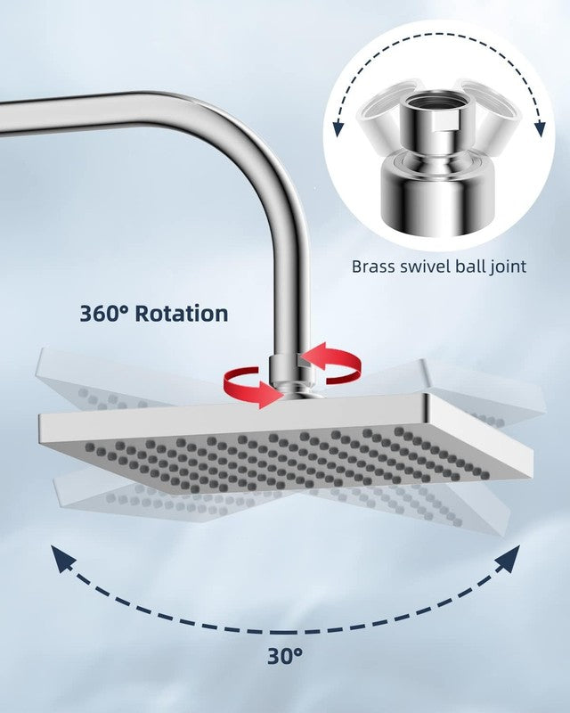 Rain Shower Head Square High Pressure Stainless Steel Chrome 8Inch Bathroom Head Does not apply