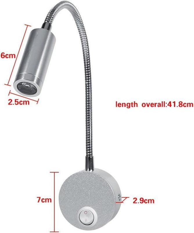 LED Bed Reading Light Flexible Gooseneck Wall Lamp Headboard Cool White Switch n/a