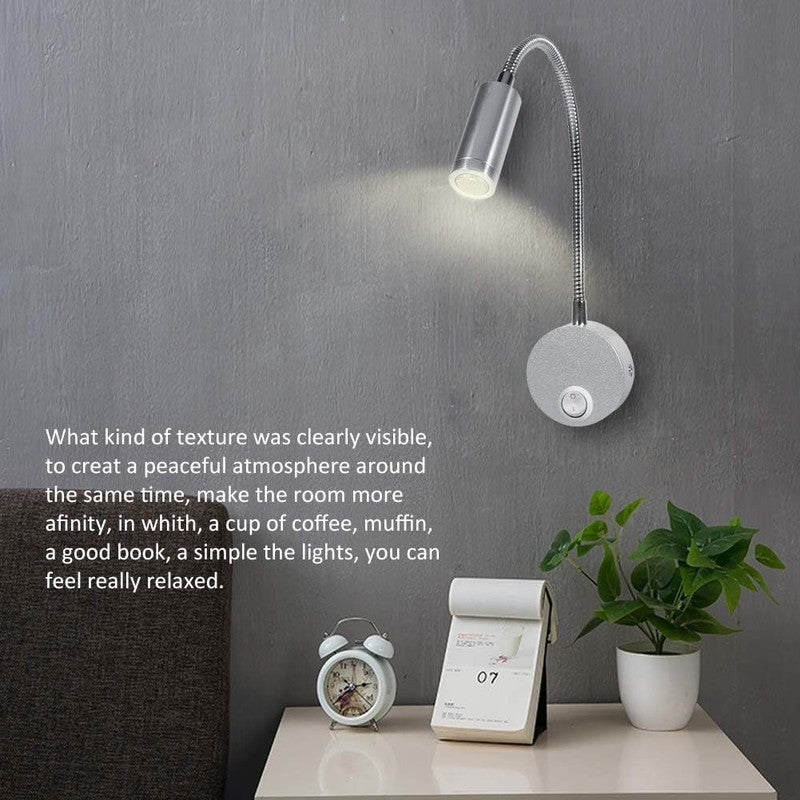 LED Bed Reading Light Flexible Gooseneck Wall Lamp Headboard Cool White Switch n/a