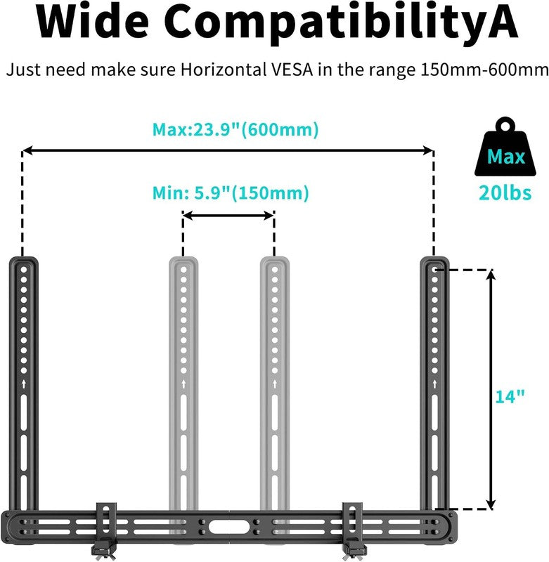 Universal Soundbar TV Mount Bracket Adjustable Holder Wall Stand Fits Samsung LG Unbranded