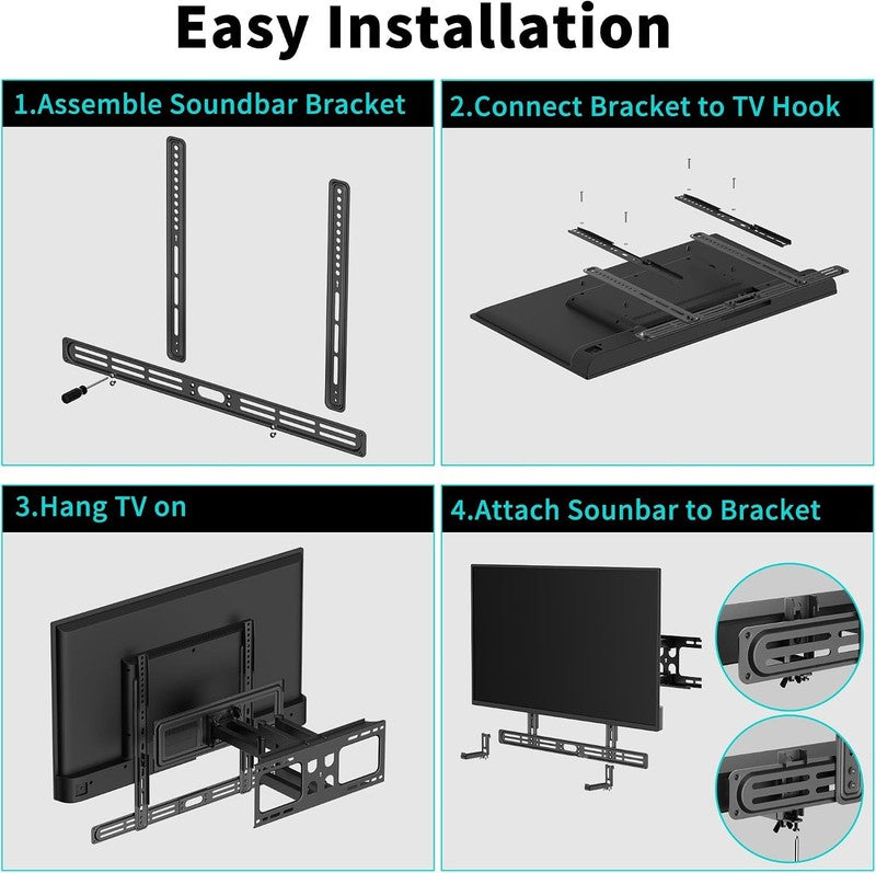 Universal Soundbar TV Mount Bracket Adjustable Holder Wall Stand Fits Samsung LG Unbranded