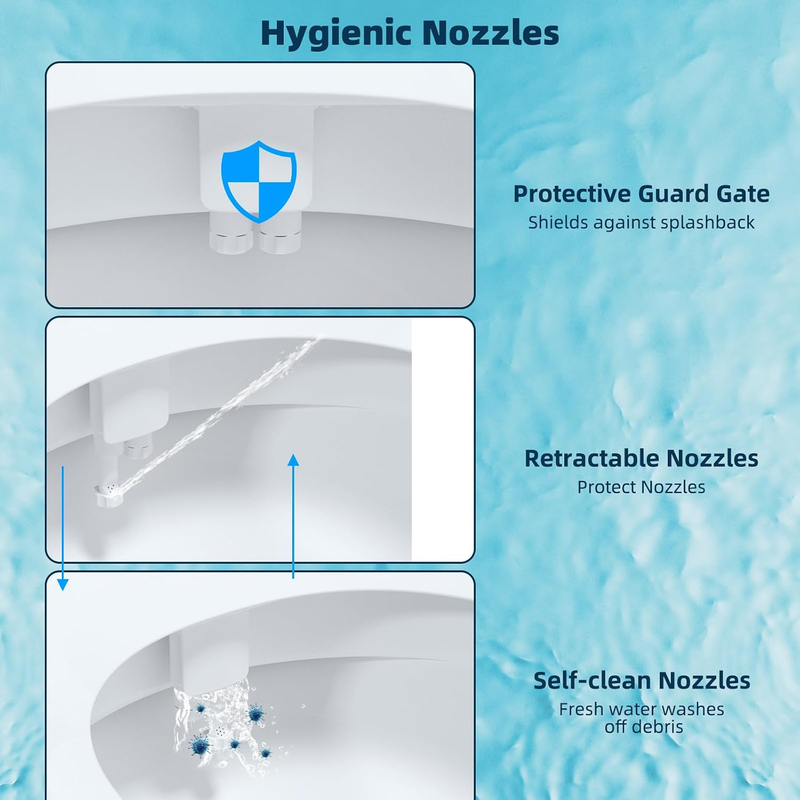 Bidet Toilet Seat Attachment Dual Nozzle Hot Cold Water Wash Mechanical Sprayer Does not apply