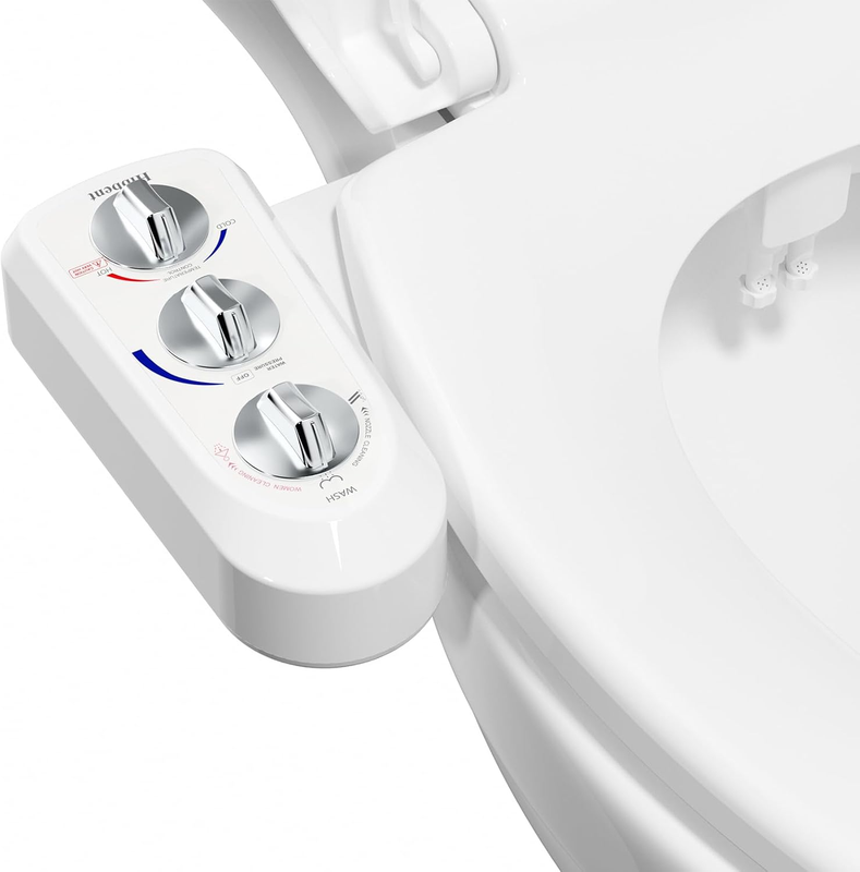 Bidet Toilet Seat Attachment Dual Nozzle Hot Cold Water Wash Mechanical Sprayer Does not apply