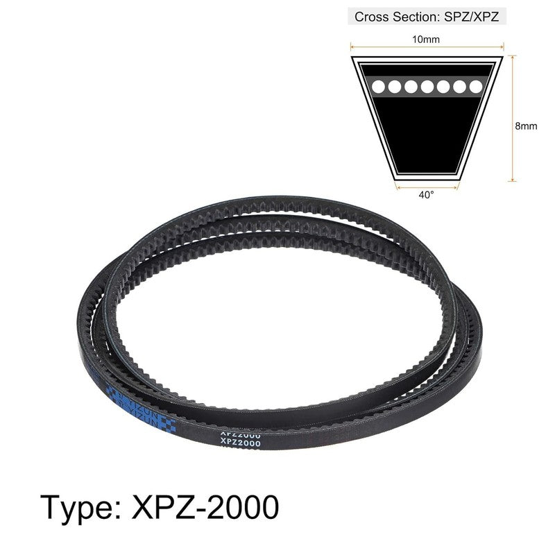 XPZ-2000 Drive Belt 2000mm Rubber V Belt 10x8mm Power Transmission Unbranded