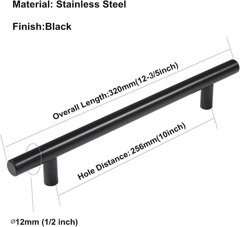 Black Kitchen Handles 256mm Cabinet Drawer Cupboard Door Pulls 2Pack Does not apply