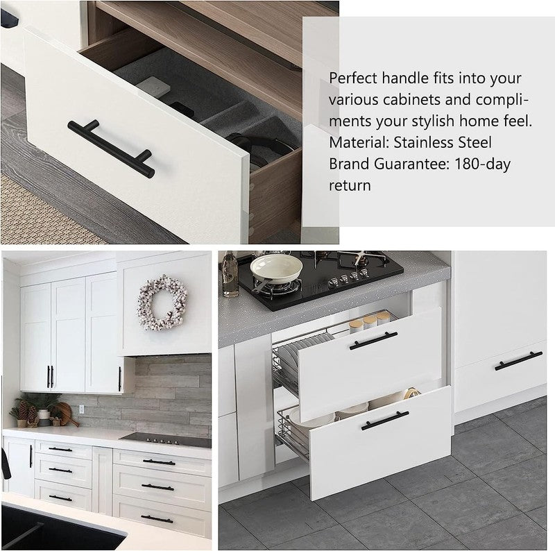 Black Kitchen Handles 256mm Cabinet Drawer Cupboard Door Pulls 2Pack Does not apply