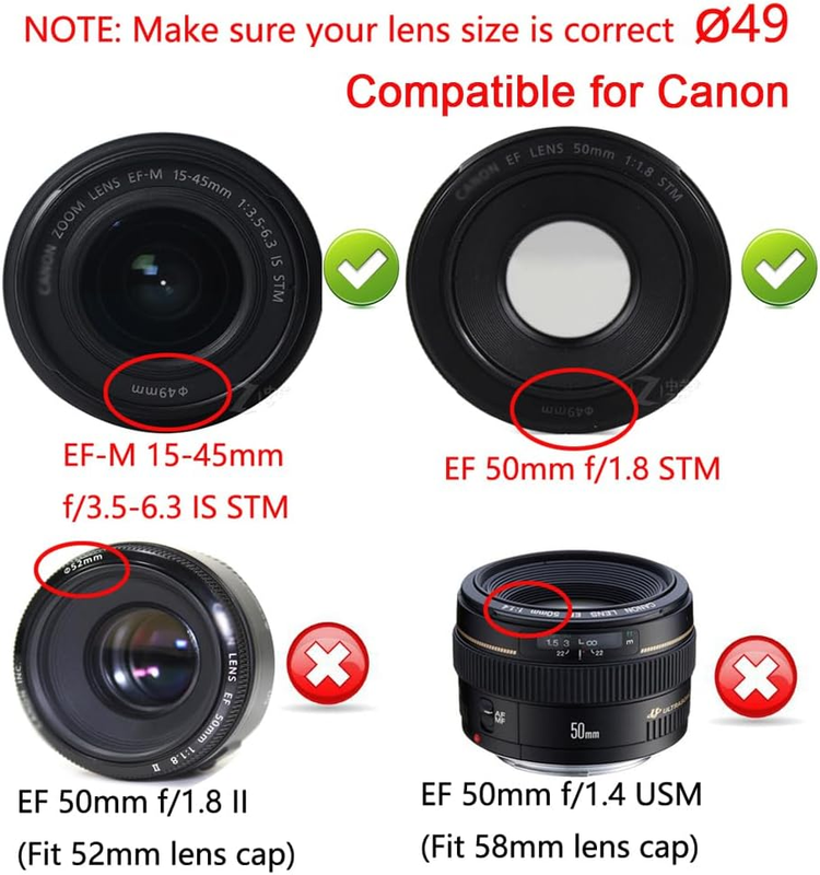 Lens Cap 49mm Camera Front Cover Protector FIT Canon Sony Replacement Unbranded