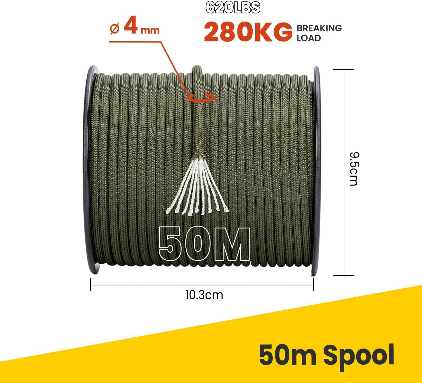 Paracord Rope 4Mm 50M Nylon Survival Cord Camping Utility Tactical Outdoor Line Unbranded