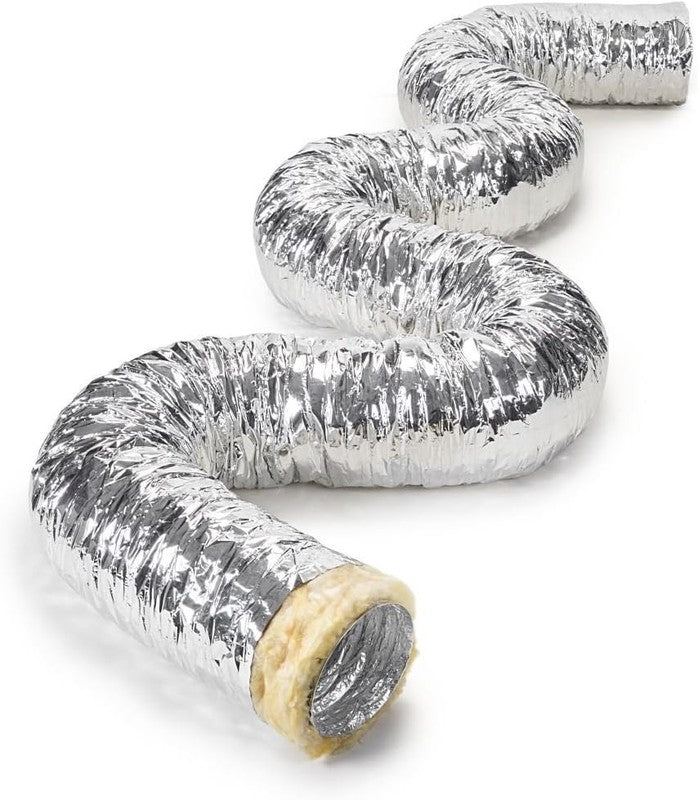 Aluminium Flexible Ventilation Hose Insulated Duct Air Vent Pipe Silver 200Mm 5M Unbranded