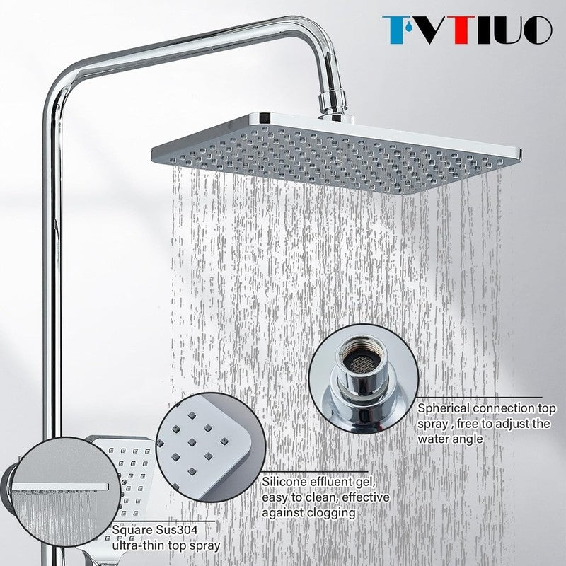 Rain Shower Kit Thermostatic Riser Rail Overhead Handheld Chrome Set Unbranded