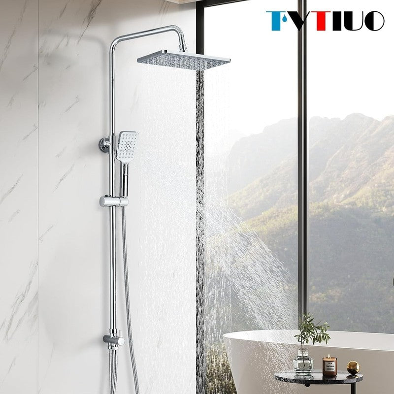 Rain Shower Kit Thermostatic Riser Rail Overhead Handheld Chrome Set Unbranded