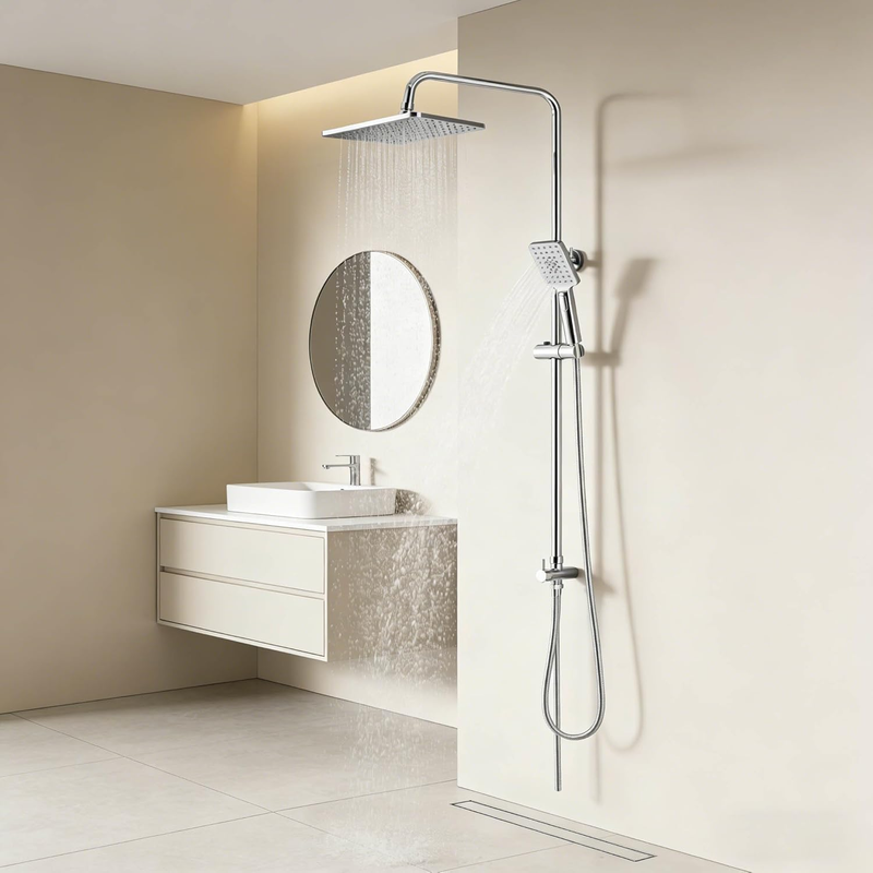 Rain Shower Kit Thermostatic Riser Rail Overhead Handheld Chrome Set Unbranded