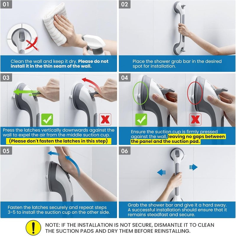 Bathroom Grab Rail Suction Handle Safety Support Bar Elderly Shower 43Cm Does not apply